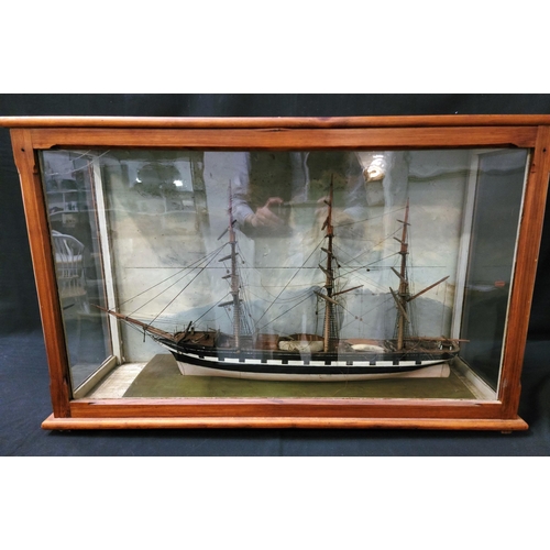 333 - MODEL OF A THREE MASTED CLIPPER
contained in glazed display cabinet measuring 89 x 55.5 x 26.5cm