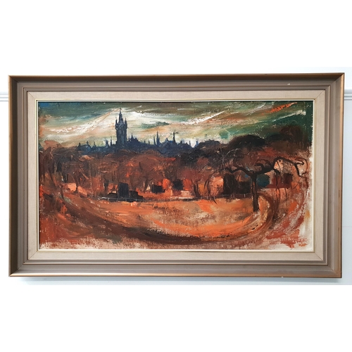 562 - JAMES WATT (SCOTTISH 1931-2022)
'Kelvingrove Park - Glasgow University ', oil on canvas, signed in o...