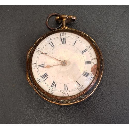 141 - EARLY 18th CENTURY OPEN FACED POCKET WATCH
by Thomas Cartwright, London, the white enamel dial with ... 
