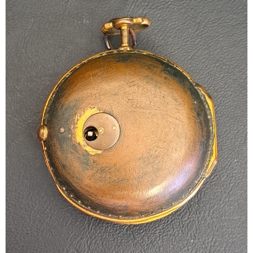 141 - EARLY 18th CENTURY OPEN FACED POCKET WATCH
by Thomas Cartwright, London, the white enamel dial with ... 