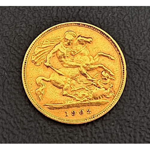 518 - EDWARD VII GOLD HALF SOVEREIGN COIN
dated 1902