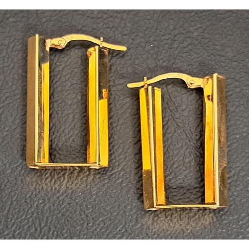 45 - PAIR OF NINE CARAT GOLD RECTANGULAR HOOP EARRINGS
2.4cm long and approximately 2.8 grams