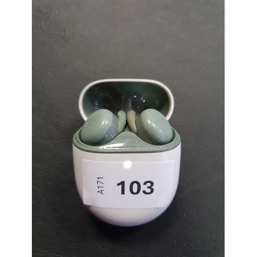 103 - PAIR OF GOOGLE PIXEL BUDS A-SERIES EARBUDS
in charging case, model G7T9J