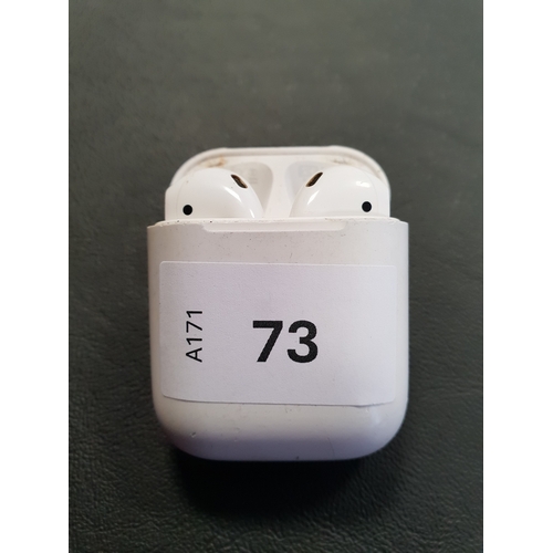 73 - PAIR OF APPLE AIRPODS 2ND GENERATION
in Lightning charging case
Note: Airpods model numbers worn, Ai... 