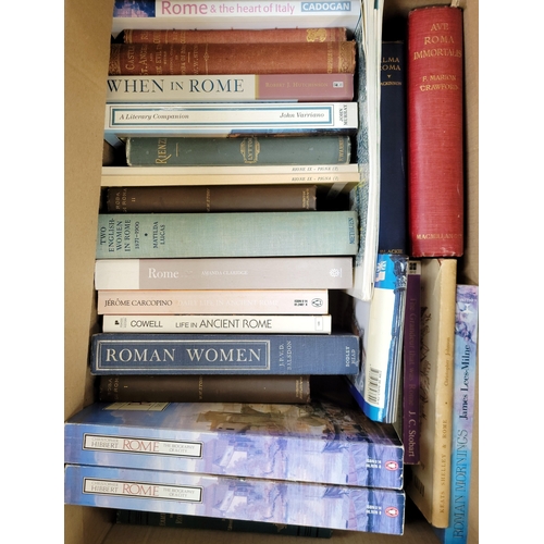 FOUR BOXES OF BOOKS RELATING TO ROME
vintage and more modern examples, including travel guides and histories, 4 boxes