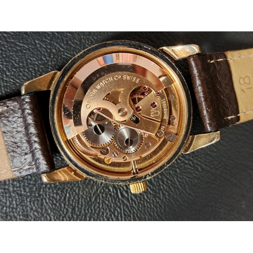 49 - GENTLEMEN'S OMEGA SEAMASTER AUTOMATIC NINE CARAT GOLD CASED WRISTWATCH
the gilt dial with baton hour... 