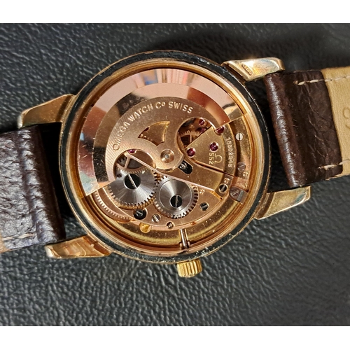 49 - GENTLEMEN'S OMEGA SEAMASTER AUTOMATIC NINE CARAT GOLD CASED WRISTWATCH
the gilt dial with baton hour... 