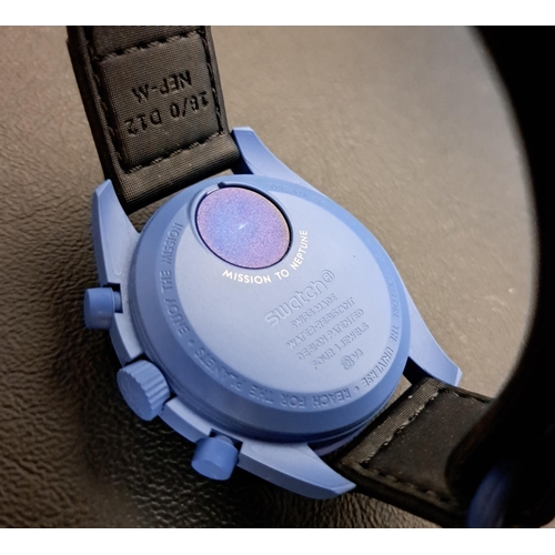 10 - OMEGA X SWATCH MISSION TO NEPTUNE MOONSWATCH COLLECTION WATCH
the blue dial on the Bioceramic Speedm... 