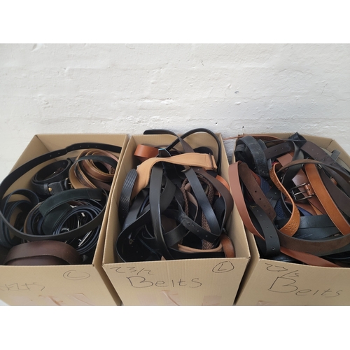 23 - THREE BOXES OF LADIES AND GENTS BELTS