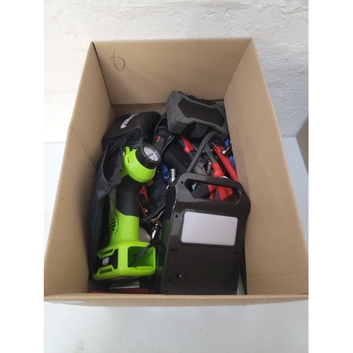 6 - ONE BOX OF TOOLS
including: a car air pressure tool, precision multi-function screwdriver set, wrenc... 