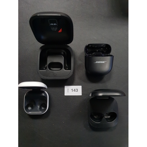 143 - FOUR CHARGING CASES FOR EARBUDS
comprising Bose, Samsung and 2x Beats