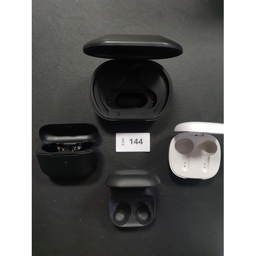 144 - FOUR CHARGING CASES FOR EARBUDS
comprising JBL, Samsung, and 2x Jlab