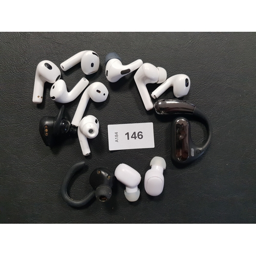 146 - SELECTION OF THIRTEEN LOOSE EARBUDS
including Apple and Soundcore