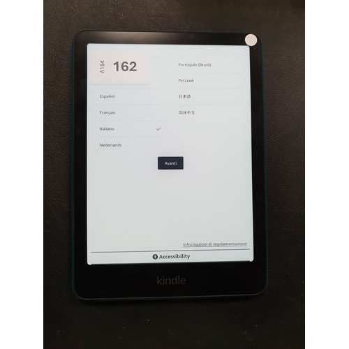 162 - AMAZON KINDLE METALLIC JADE PAPERWHITE 5 E-READER
12th generation, serial number GN43 H304 4277 00R9... 