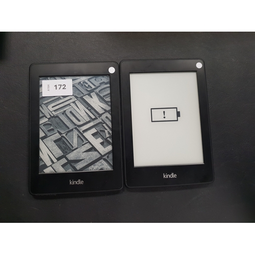 172 - TWO AMAZON KINDLE PAPERWHITE 2 E-READERS
serial numbers B0D4 2204 3395 0F6N and 9017 2201 4425 0PLR
... 