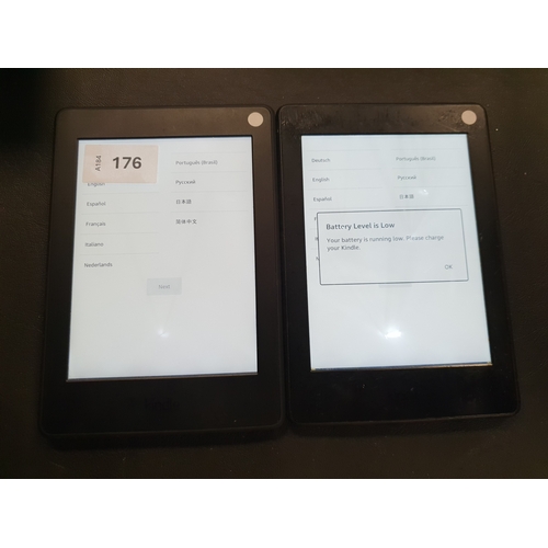 176 - TWO AMAZON KINDLE PAPERWHITE 3 E-READERS
serial numbers G090 G105 6253 0APD and G090 G105 7203 00NP.... 