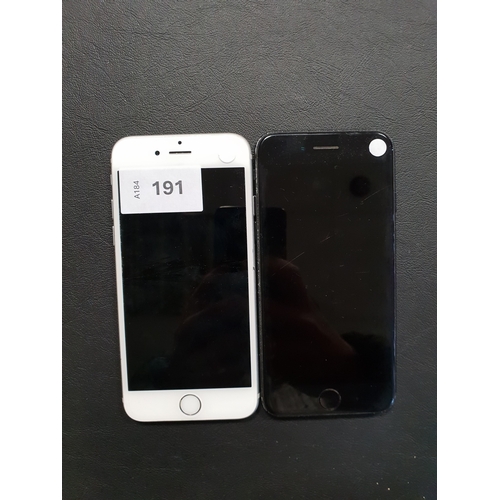 191 - TWO APPLE IPHONES
comprising an Iphone 6s, IMEI 356648083738902; and an SE 2nd Gen, IMEI 35652110044... 