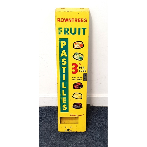 344 - VINTAGE ROWNTREE'S FRUIT PASTILLES ENAMEL WALL MOUNTED VENDING MACHINE, CIRCA 1960
on yellow ground,... 