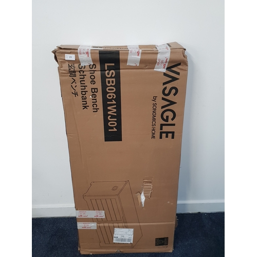 21 - SONGMICS VASAGLE SHOE BENCH WITH STORAGE
1 box, SKU number: LSB061WJ01, RRP: 65.00, box size 114 x 5... 