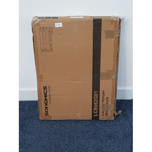 27 - SONGMICS BAMBOO LAUNDRY HAMPER
1 box, SKU number: LCB062G01, RRP: 27.99, box size 64 X 7 X 46cm and ... 