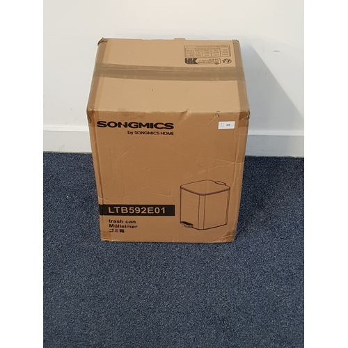 35 - SONGMICS 20 LITRE STEEL PEDAL BIN
with Inner Bucket, 1 box, SKU number: LTB592E01, RRP: £35.00, box ... 