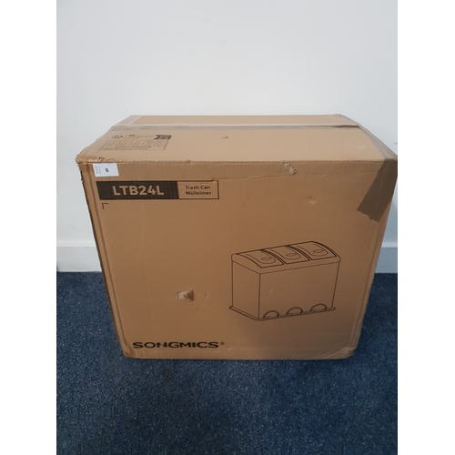 6 - SONGMICS TRIPLE COMPARTMENT 24 LITRE RUBBISH BIN
1 box, SKU number: LTB24L, RRP: 51.99, box size 51.... 