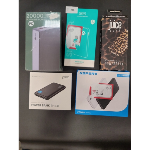 FIVE NEW AND BOXED POWER BANKS
including Inui x2, Juice, Vidvie, etc.