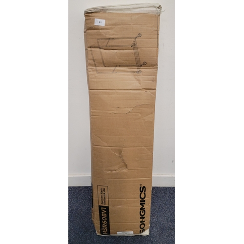 61 - SONGMICS CLOTHES RAIL ON WHEELS
with 2 100cm Hanging Rails and Shelf, 1 box, SKU number: HSR60BV1, R... 
