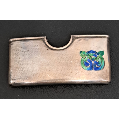 139 - EDWARD VII LIBERTY & CO. 'CYMRIC' ENAMEL DECORATED SILVER CARD CASE
the open topped case with blue/g... 