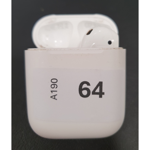 64 - SINGLE APPLE AIRPOD 2nd GENERATION
in Lightning charging case
Note: earbud model number is worn
