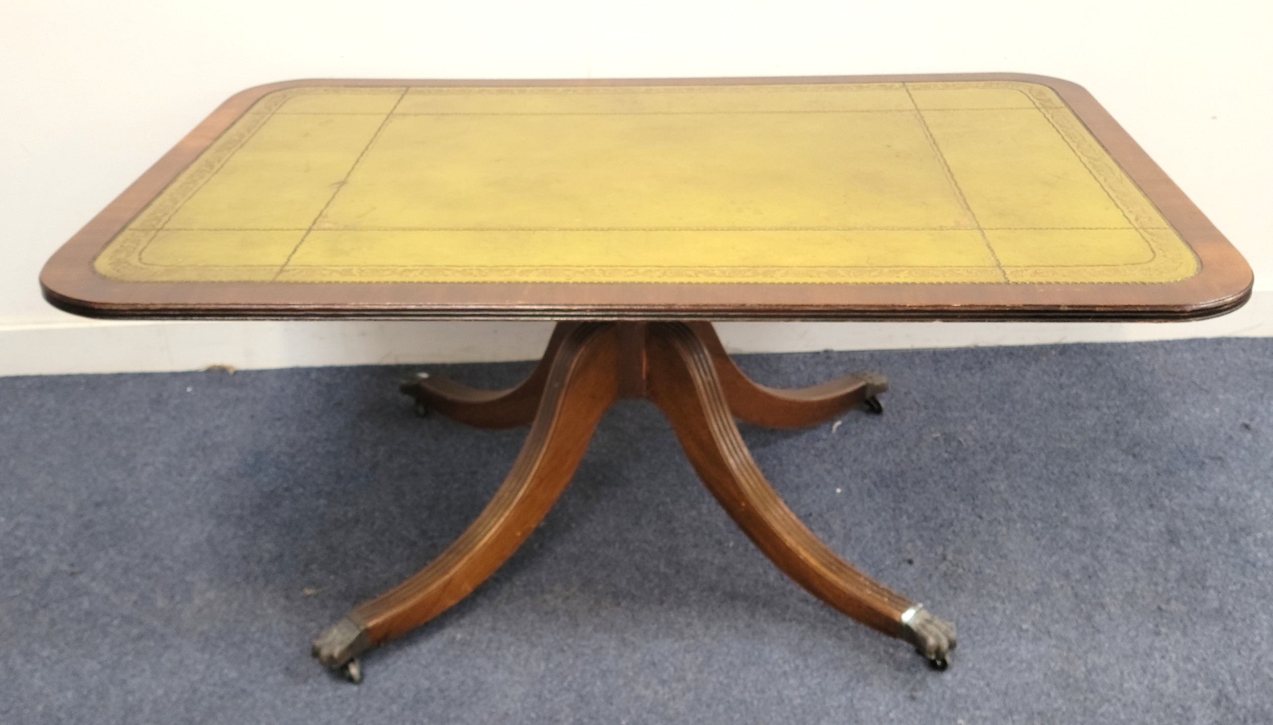 MAHOGANY CARD TABLE with green leather top featuring gold decorative ...