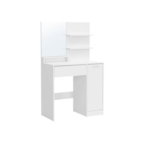 506 - SONGMICS VASAGLE VANITY TABLE WITH MIRROR
with one drawer, two open shelves and a cupboard, in white... 