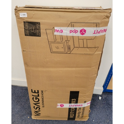 510 - SONGMICS VASAGLE DRESSING TABLE WITH LED LIGHTS
with mirror, 1 Drawer, 2 Open Shelves, and a cupboar... 