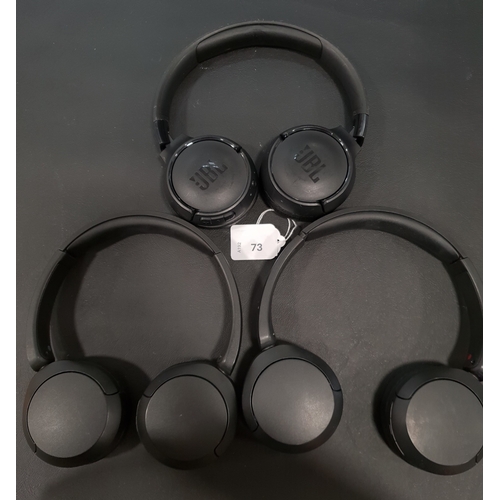 73 - TWO PAIRS OF SONY HEADPHONES
together with a pair of JBL headphones
Note: Wear to pads
