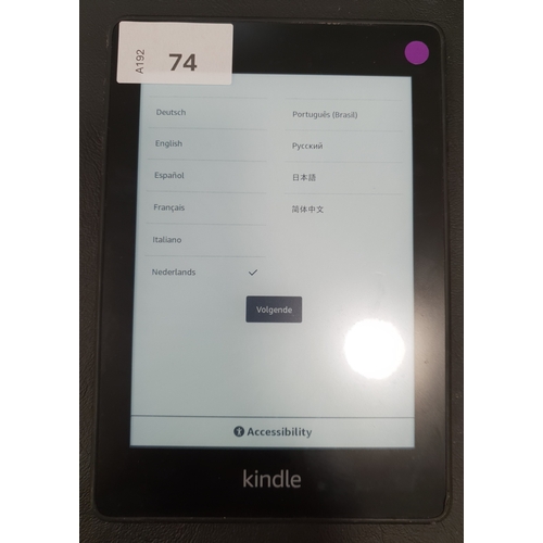 74 - AMAZON PAPERWHITE 4 KINDLE E-READER
10th generation, serial number G00 PP12 9396 11U4
Note: It is th... 