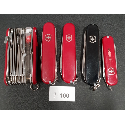 100 - FIVE VICTORINOX SWISS ARMY KNIVES
of various sizes and designs
Note: You must be over the age of 18 ... 