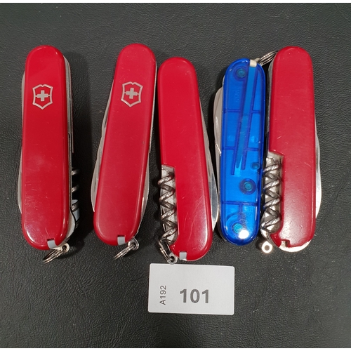 101 - FIVE VICTORINOX SWISS ARMY KNIVES
of various sizes and designs
Note: You must be over the age of 18 ... 