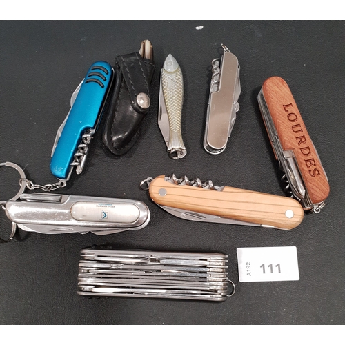 111 - SELECTION OF NINE MULTI TOOLS 
Note: You must be over the age of 18 to bid on this lot.