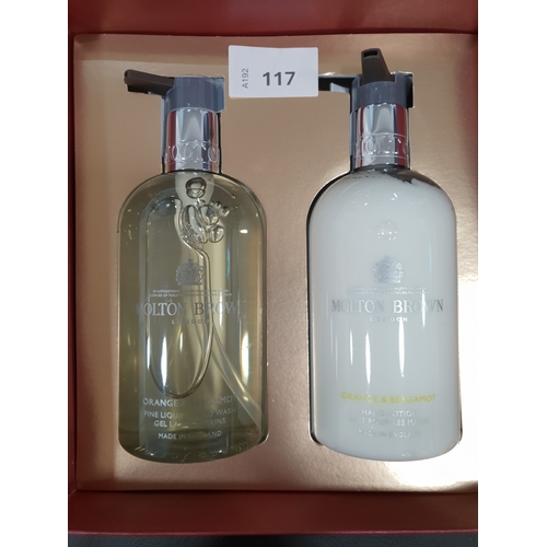 117 - MOLTON BROWN ORANGE AND BERAGMONT GIFT SET 
including hand wash and lotion 300ml each