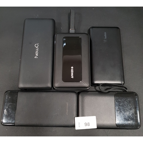 98 - SELECTION OF FIVE POWERBANKS
including Anker