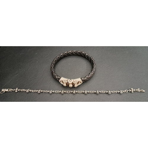5 - CHROME HEARTS 'TINY E' SILVER BRACELET
together with an Elf Craft 'Maltese Cross' leather bracelet w... 