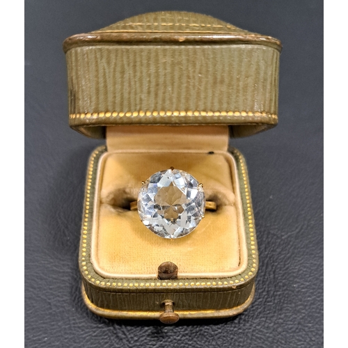 12 - IMPRESSIVE AQUAMARINE DRESS RING
the round brilliant cut aquamarine measuring approximately 13.3mm d... 