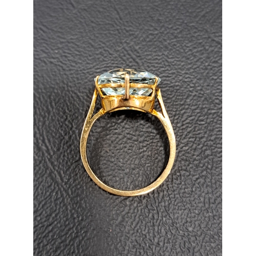 12 - IMPRESSIVE AQUAMARINE DRESS RING
the round brilliant cut aquamarine measuring approximately 13.3mm d... 