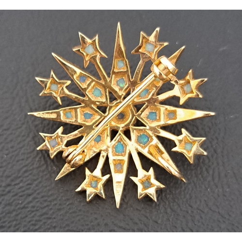 16 - ATTRACTIVE OPAL STARBURT BROOCH/PENDANT
the multiple opals in nine carat gold, 3cm wide and approxim... 