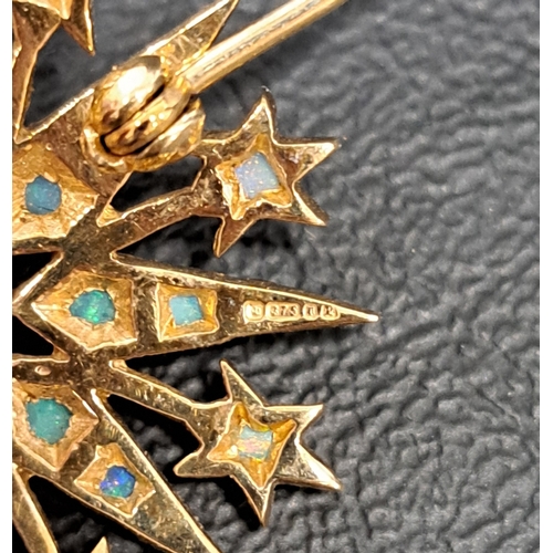 16 - ATTRACTIVE OPAL STARBURT BROOCH/PENDANT
the multiple opals in nine carat gold, 3cm wide and approxim... 