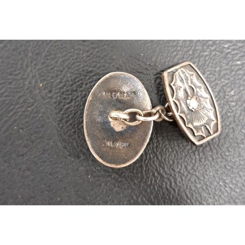 45 - SELECTION OF SILVER AND OTHER JEWELLERY
comprising a pair of moss agate set Iona silver cufflinks by... 