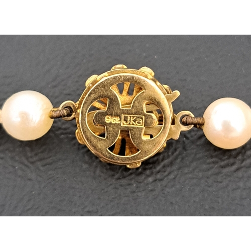 52 - PEARL NECKLACE
with individually knotted pearls and pearl set nine carat gold clasp, 52cm long