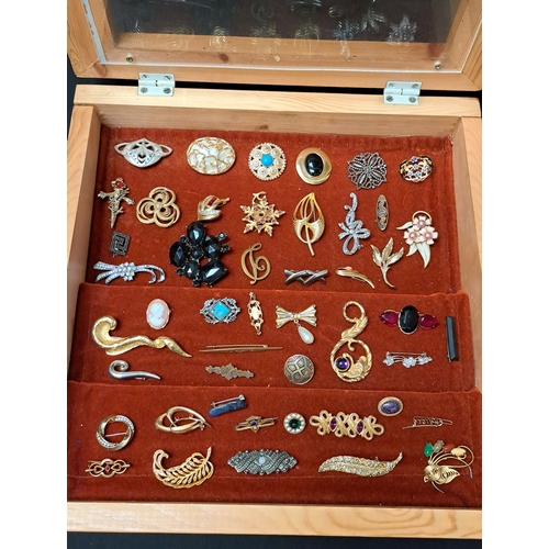 23 - FORTY-SEVEN VINTAGE BROOCHES
of various sizes and designs, including enamel, stone and paste set exa... 