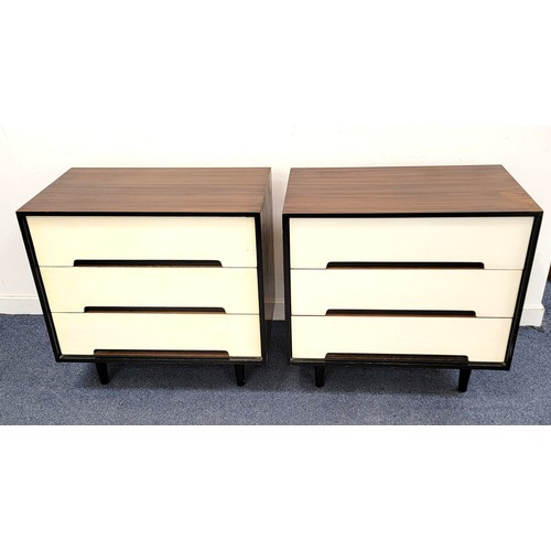 539 - PAIR OF STAG C RANGE CHESTS OF DRAWERS BY SYLVIA REID
circa 1960s, the walnut veneered cabinet with ... 