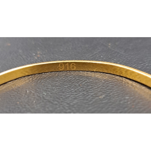 34 - TWO HIGH CARAT GOLD PLATED BANGLES
one marked 916, the other unmarked (2)